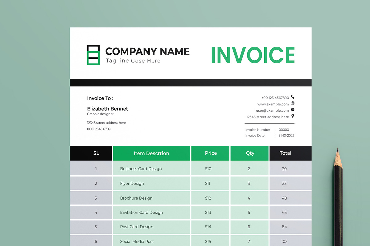 Invoice Design Template Layout