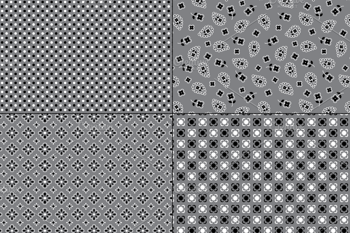 Seamless Gray Bandana Patterns preview 5