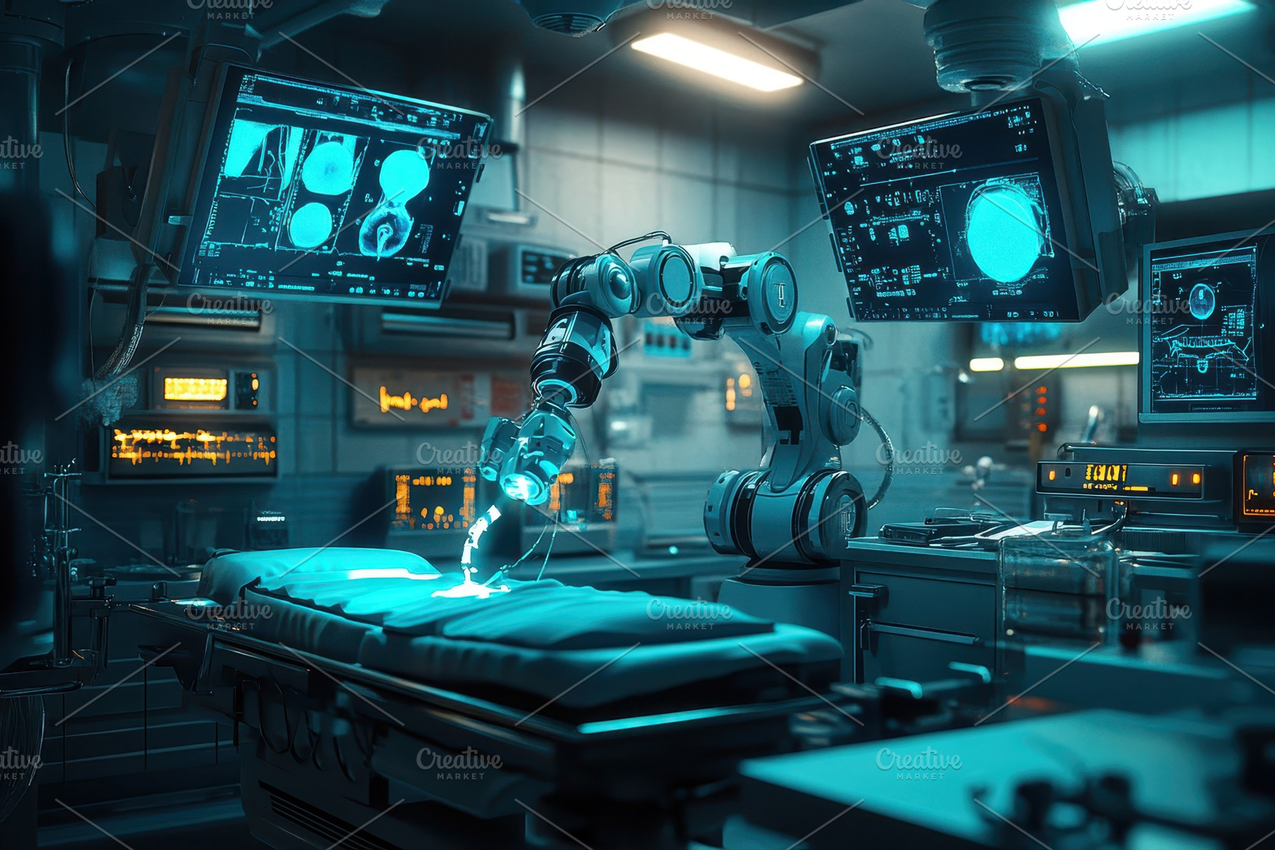 Robotic Surgery Futuristic Operating, a Health & Medical Photo by Pixeness Studio