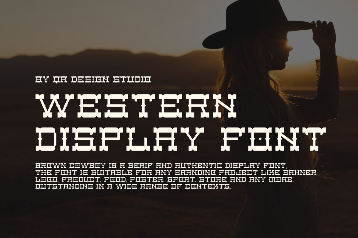 Brown Cowboy Artdeco & Western Font, a Serif Font by QR Design Studio (Photo 2 of 6)