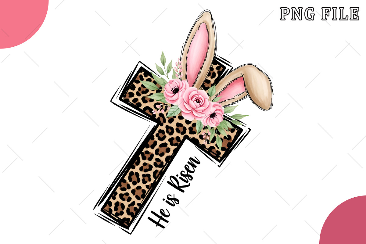 He is Risen Leopard Print Cross PNG, an Illustration by OK Design (Photo 1 of 6)