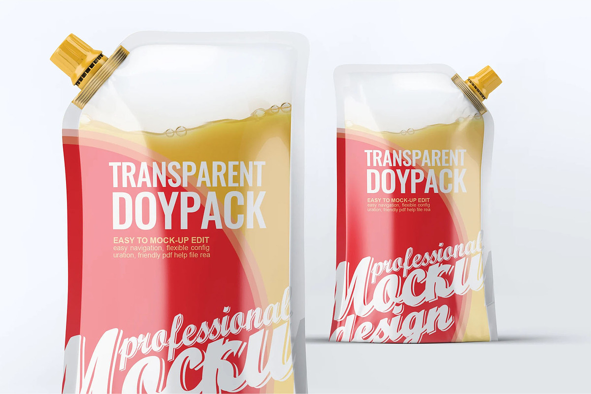 Transparent Doypack Package Mock-Up, a Packaging Mockup by DesignRushMarket (Photo 4 of 6)