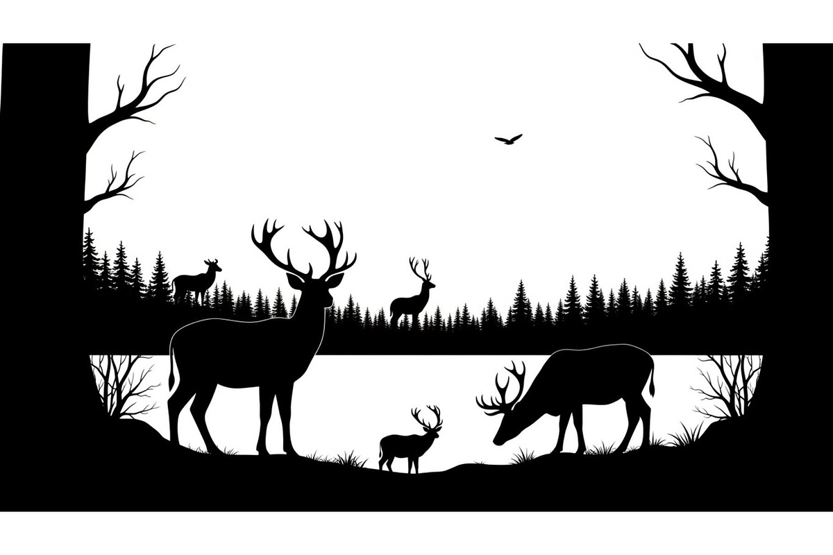 Wildlife Forest Silhouette Vector Bu, an Illustration by Designs_River (Photo 47 of 51)
