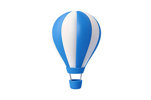 3D Blue and White Hot Air Balloon, a Transportation Illustration by ModVector