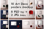 10 Art Deco posters mockup, a Print Template by FilL239 (Thumbnail 1 of 10)