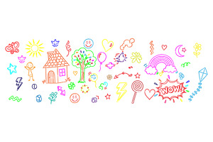 Hand Drawn Kids Doodle Art Vector, a Decorative Illustration by MkStudio