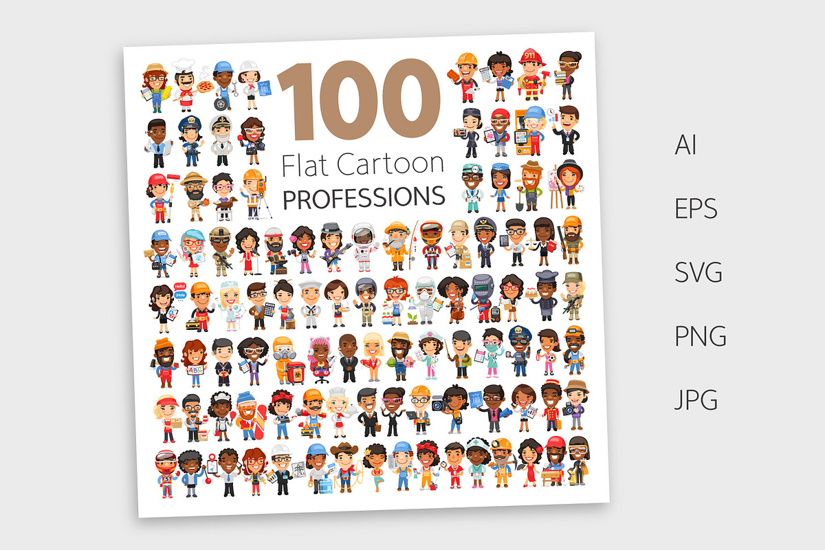 100 Professions Flat Characters, a Person Illustration by Voysla's Shop (Photo 3 of 6)