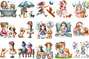Little Girl and Dog Clipart, an Illustration by Designking (Thumbnail 2 of 4)
