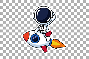 Cute Astronaut Riding A Rocket