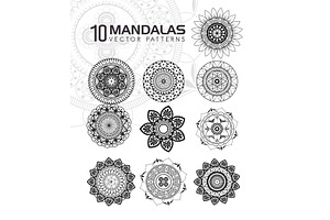 10 Mandalas Monochrome Boho Style