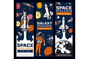 Space Exploration Vector Banners