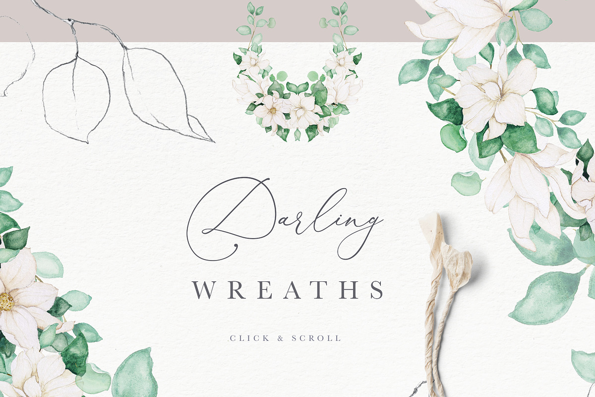 Floral Line Art & Watercolor Set, an Illustration by Laras Wonderland (Photo 8 of 9)