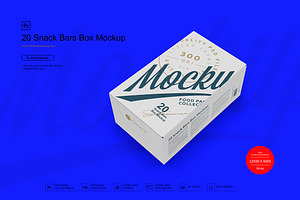 20 Snack Bars Box Mockup