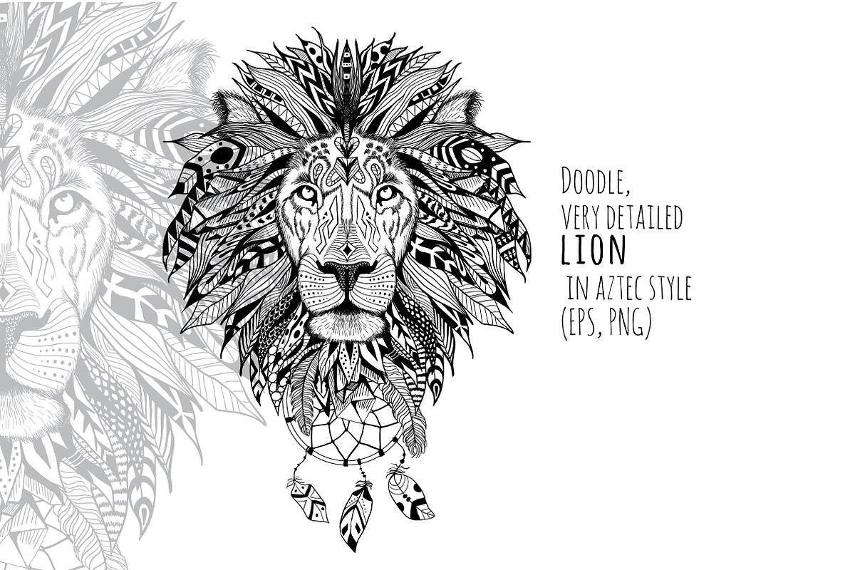 Textured lion in aztec style, a Texture Illustration by AnastasiaFears (Photo 1 of 2)
