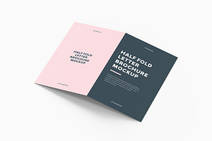 Half Fold Letter Brochure Mockup