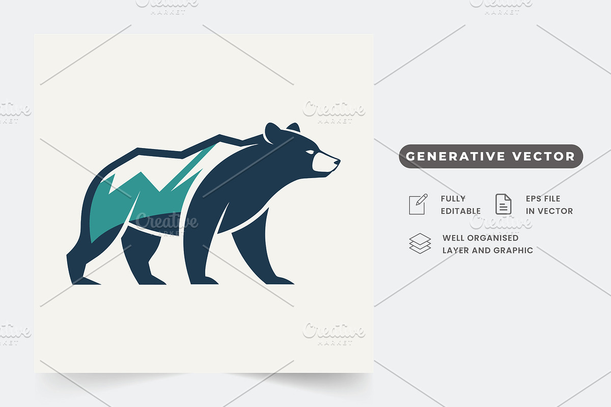 A minimalist silhouette of a bear wi, a Graphic by Iftikhar Alam