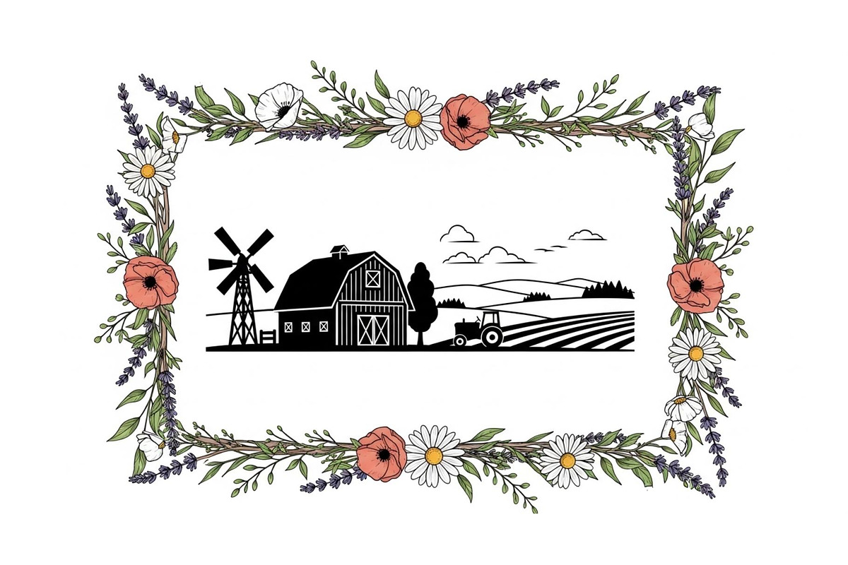 Rustic Floral Frame SVG Bundle, an Illustration by jahid234 (Photo 17 of 31)