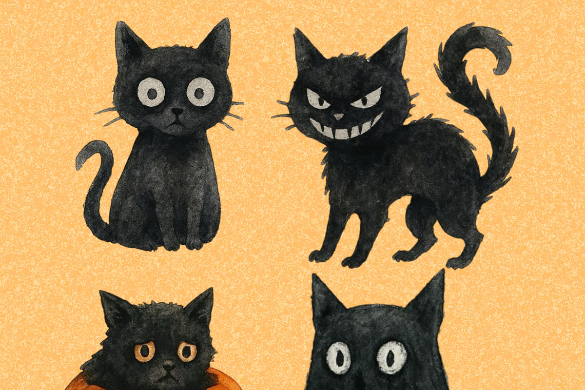 Watercolour Halloween Black Cat Art, an Animal Illustration by Night Crawler Creations (Photo 2 of 3)