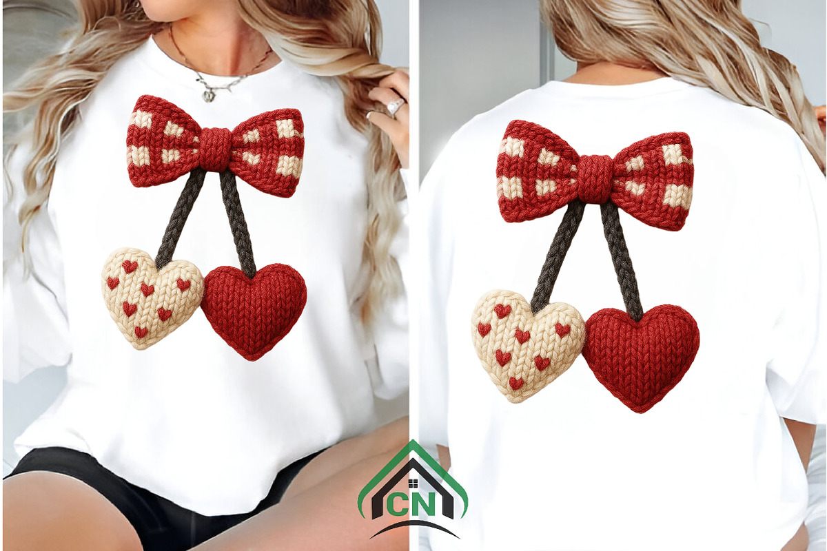 Knitted Bow with Double Hearts Png, an Illustration by Craft Nest (Photo 6 of 6)