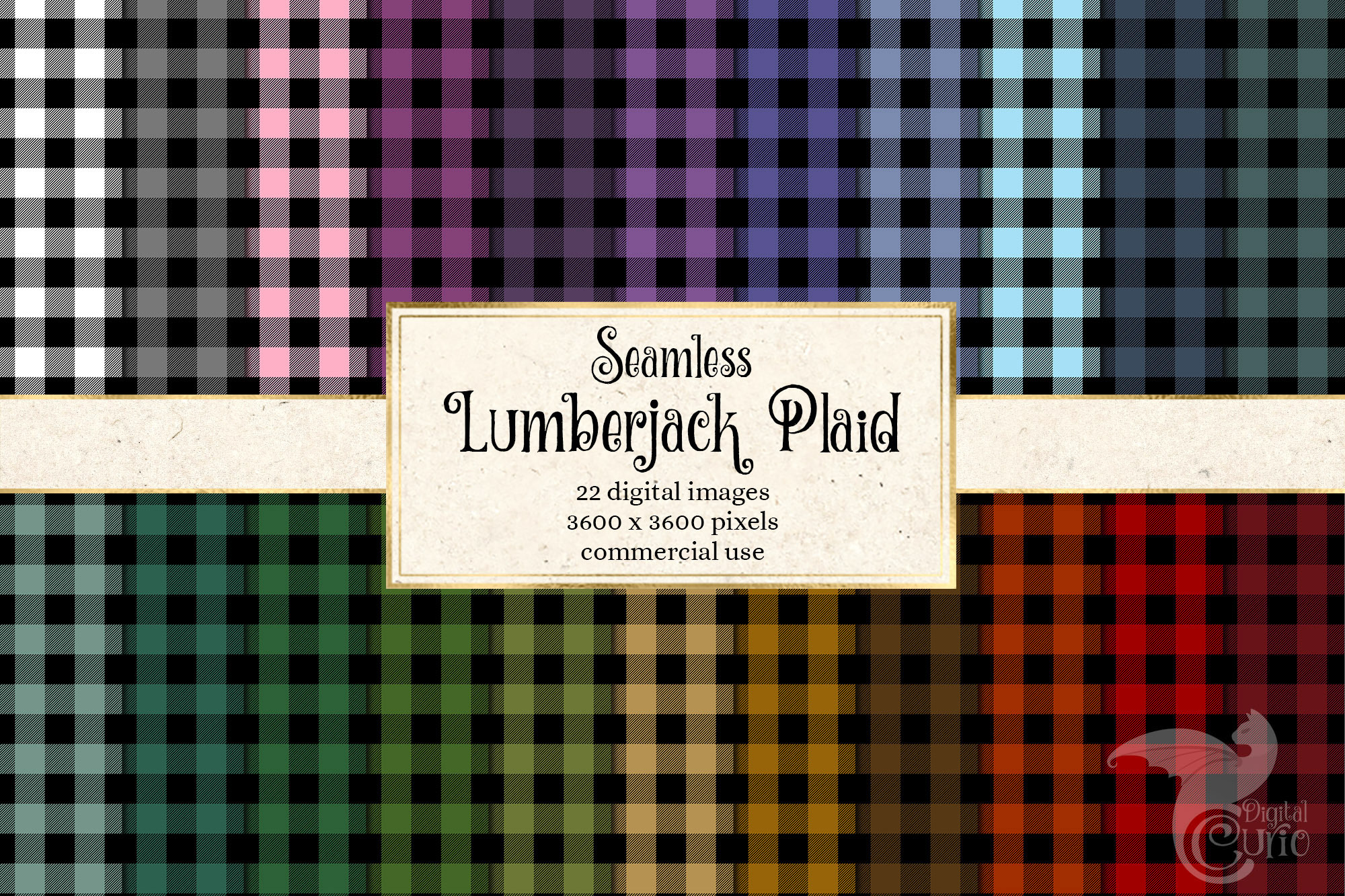 Lumberjack Plaid Digital Paper, a Pattern Graphic by Digital Curio