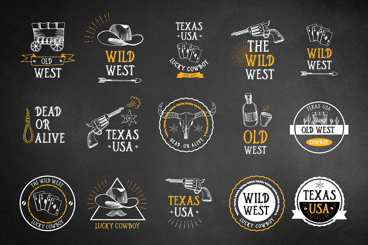 Set of vector wild west icons, an Illustration by SpaceDuck
