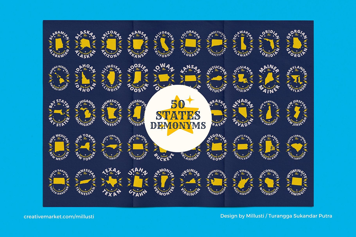 50 United States People Demonyms SVG, an Object Graphic by Millusti (Photo 2 of 5)