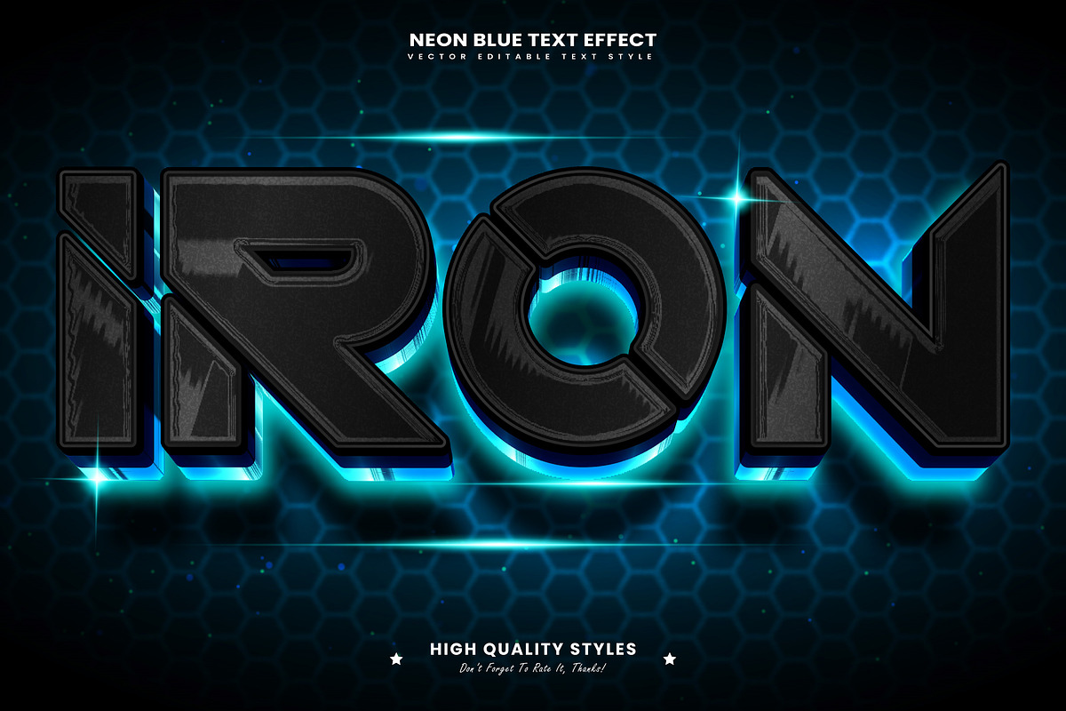 Neon Blue Editable Text Effect, a Layer Style Add-On by Niestart Creation (Photo 2 of 2)