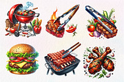 Watercolor Bbq Barbecue Clipart, an Illustration by Dream Creation (Thumbnail 7 of 7)