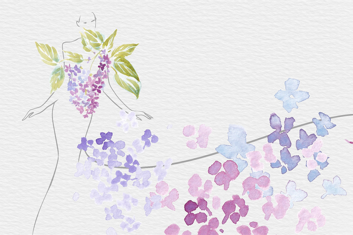 Watercolor Lilac set 600 DPI, a Decorative Illustration by byJuliaKors (Photo 3 of 3)