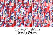 Sea motifs fishes stripes, a Pattern Graphic by Nocito Design (Thumbnail 1 of 7)