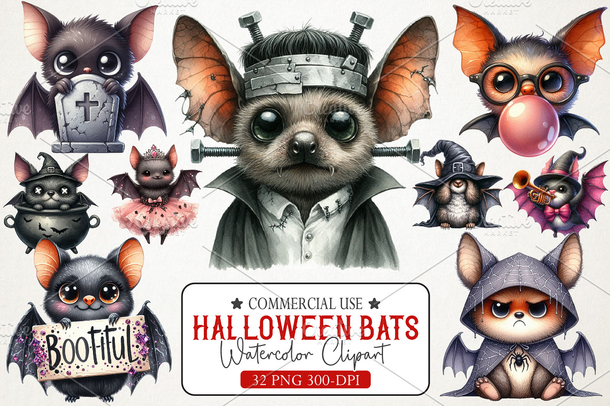 Funny Halloween Bats Clipart, an Illustration by RobertsArt (Photo 1 of 7)