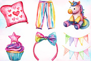 Watercolor Pajama Party Clipart PNG, an Object Illustration by Canvas Craft (Thumbnail 2 of 3)
