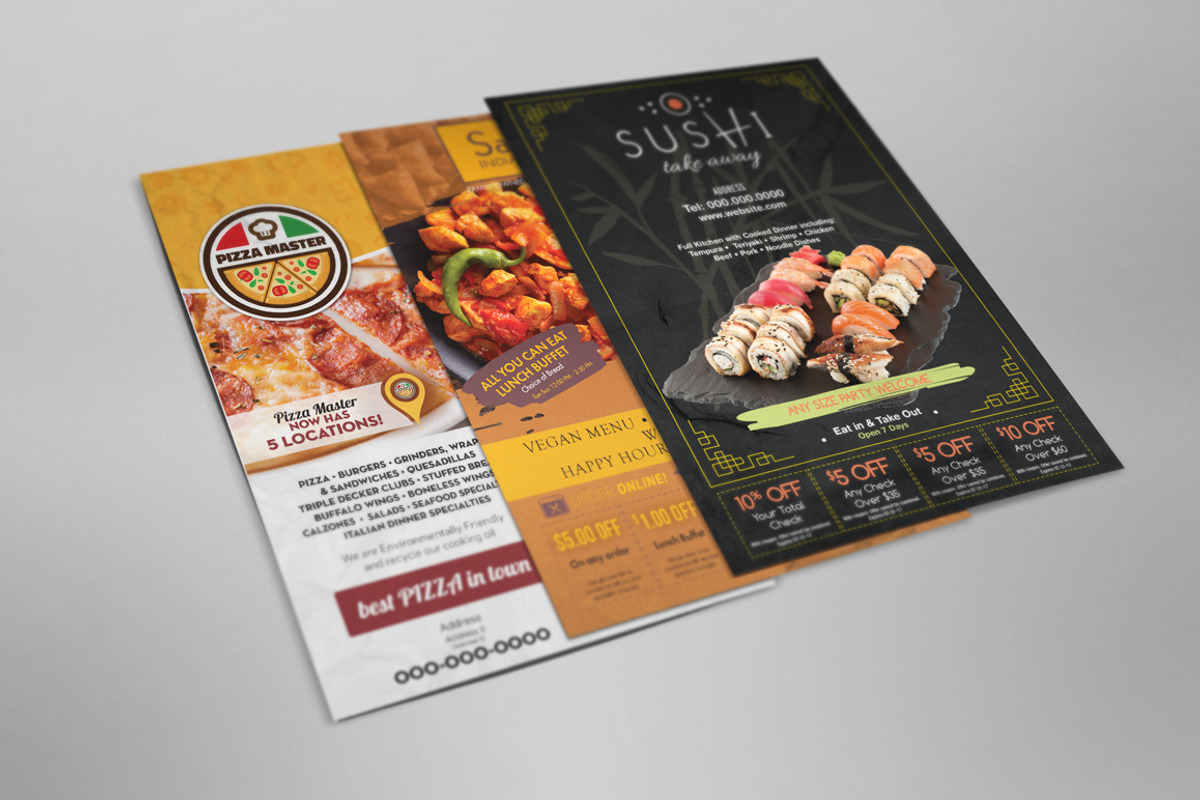 3 Restaurant Flyers / Ads Templates, a Flyer Template by Aurum Creative (Photo 2 of 5)
