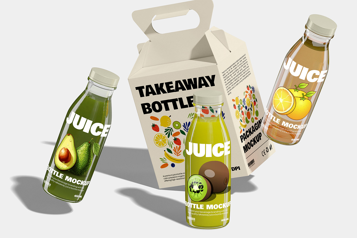 Takeaway Juice Bottle Mockup, a Packaging Mockup by Permadi Creative (Photo 5 of 5)