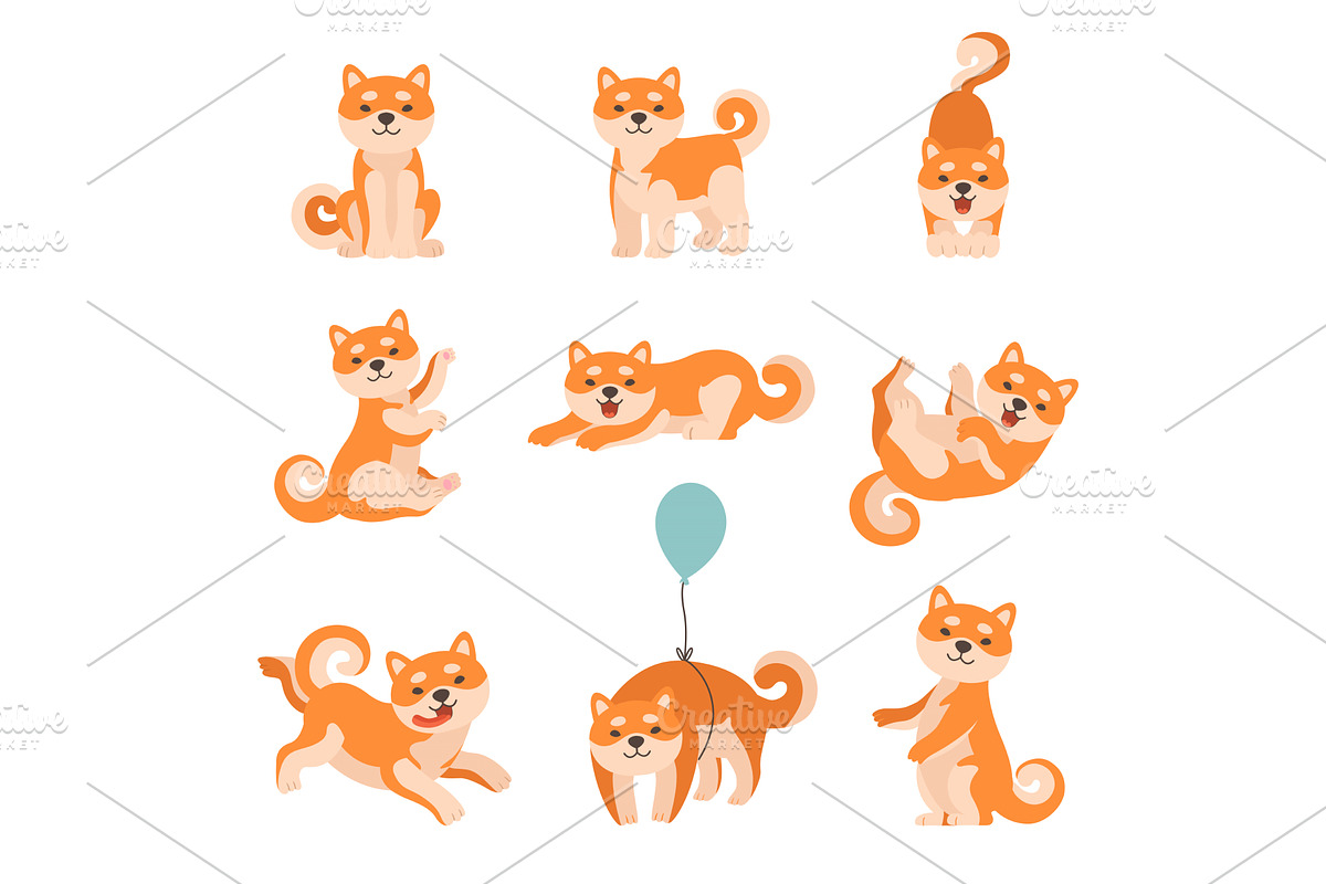 Shiba Inu Dogs Performing Everyday, an Animal Illustration by TopVectors