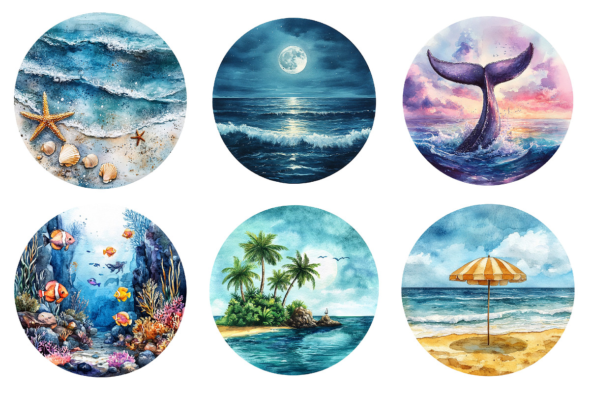Sea Scene Circle Round PNG, an Illustration by SinaCreation (Photo 3 of 5)