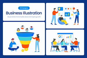 50 Business Flat Illustrations, a Finance Illustration by Brickclay