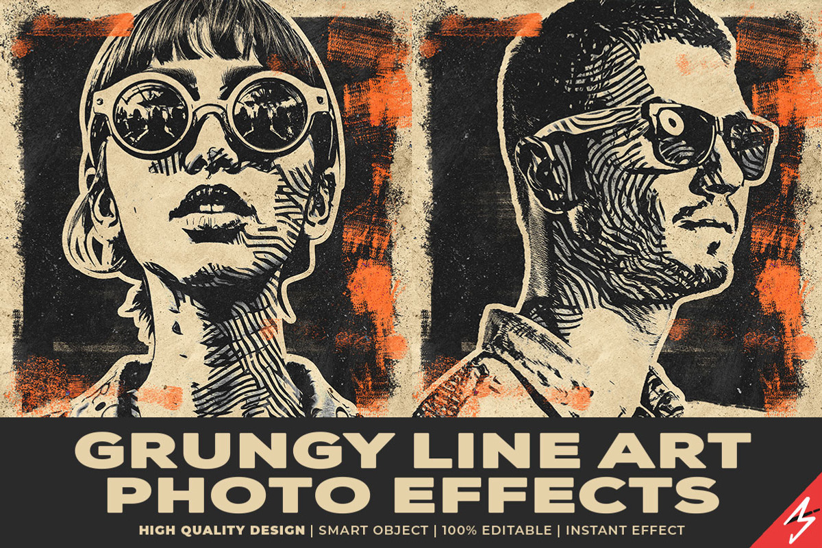 Grungy Line Art Photo Effects, an Action Add-On by Amorjesu.com (Photo 1 of 25)