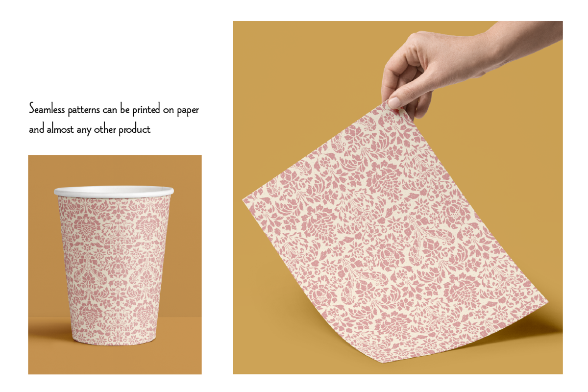 Seamless Pink Damask Patterns preview 2