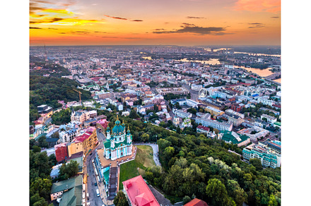 Saint Andrew church and Podil in, an Architecture Photo by Leonid Andronov