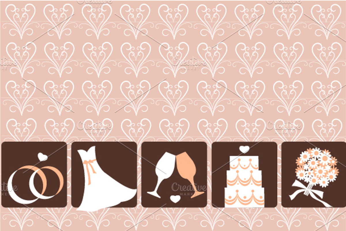 Weeding set - icons and card, an Illustration by zoya (Photo 2 of 3)