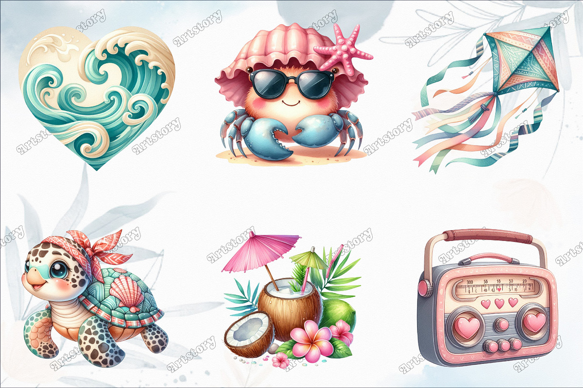 Cute Summer Beach Clipart, a Graphic by designcity5 (Photo 3 of 5)