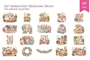 Watercolor Bedroom Decor Clipart, a Decorative Illustration by BerryPieArt (Thumbnail 2 of 4)