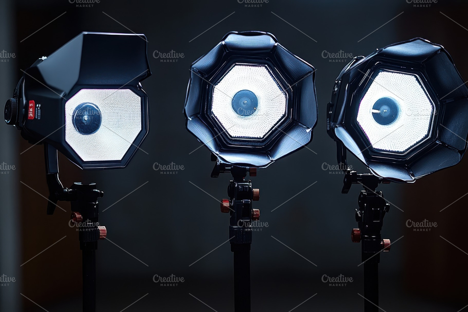 Studio lighting setup featuring thre, a Photo by Tanuart