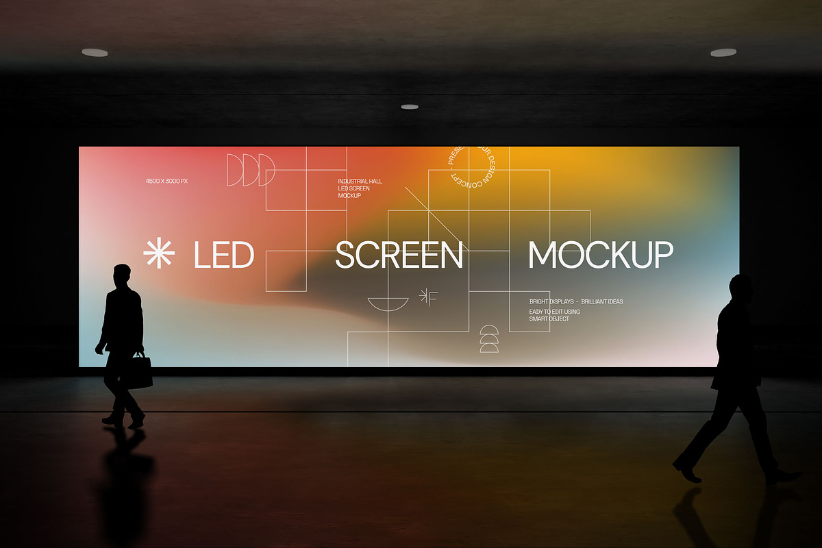 Industrial Hall LED Screen Mockup, a Device Mockup by fakhroo (Photo 2 of 3)