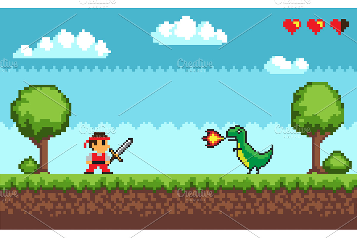 Pixel art design with outdoor, an Object Illustration by robuart