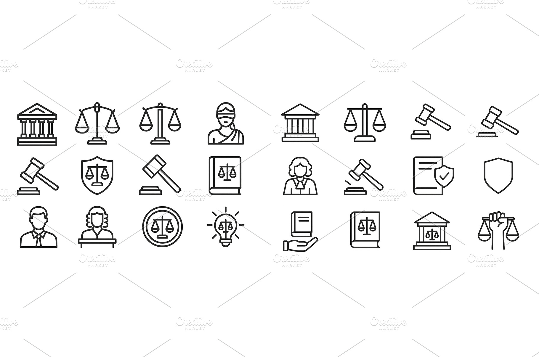 Legal icons representing justice, a Business Photo by ZinetroN