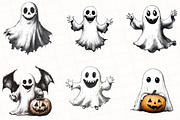 Halloween Quirky Ghost Clipart, an Illustration by OK Design (Thumbnail 3 of 5)