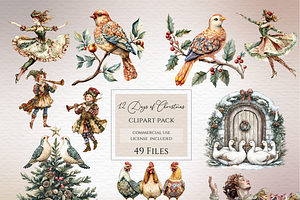12 days of Christmas clipart, a Seasonal Illustration by Invite to Clipart