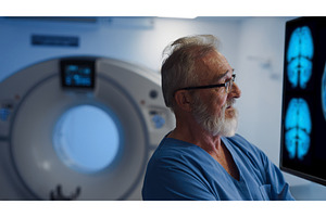 Portrait of doctor looking at CT, a Health & Medical Photo by HalfPoint